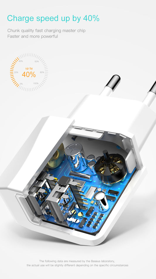 Compatible With Baseus Mini Universal Dual USB Charger For X 8 7 Adapter Travel Wall Mobile Phone Charger EU Plug Adapter For S8