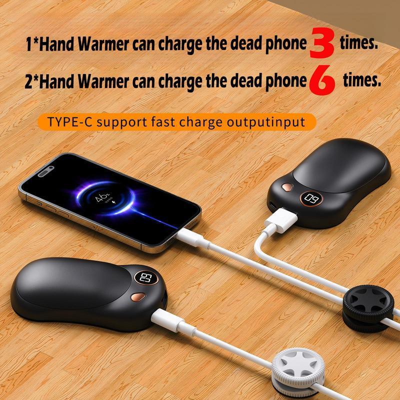 10000 MAh Portable Charger 2 In 1 Magnetic Hand Warmer Compact Design Christmas Gift Compatible With Smartphones And Tablets