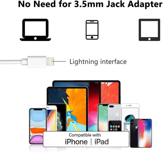 Lightning In-ear Headphones For IPhone14,13,12,11,7,8 Plus, XS, With Lightning Connector, IPhone Wired Earbuds, Built-in Remote Control To Control Music, Calls, And Volume