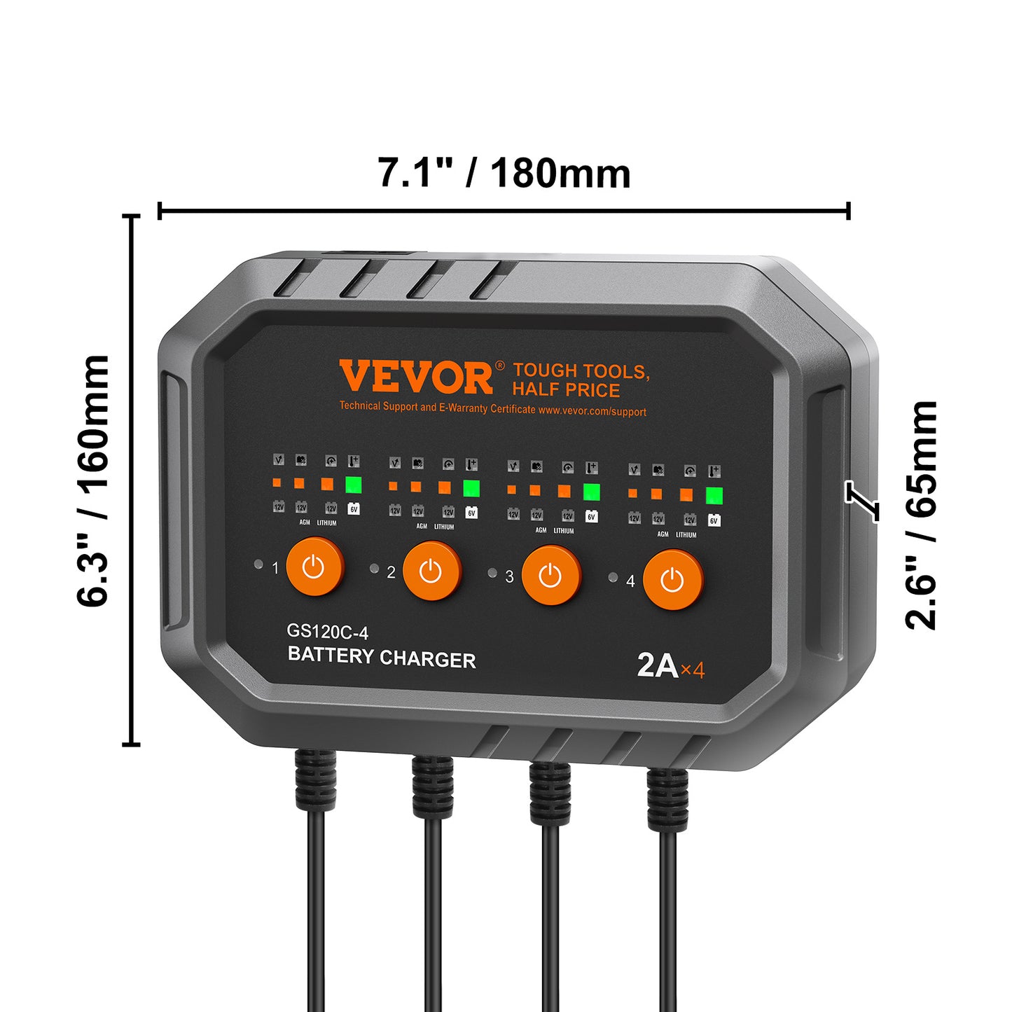 VEVOR Smart Battery Charger, 8-Amp, LiFePO4 Lead-Acid Car Battery Charger, Fully-Automatic Charger