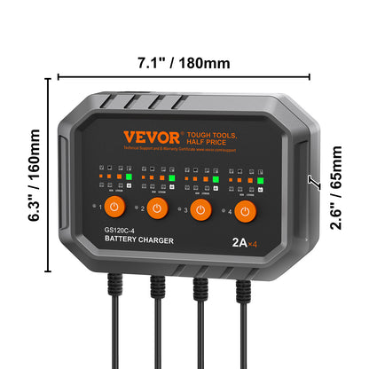 VEVOR Smart Battery Charger, 8-Amp, LiFePO4 Lead-Acid Car Battery Charger, Fully-Automatic Charger