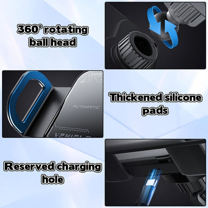 Car Universal Mobile Phone Holder 15W Wireless Fast Charging 2 In 1 Automatic Rotating Magnetic
