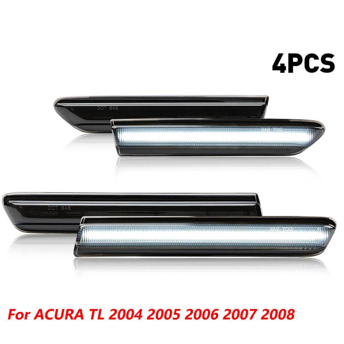 Black Lens LED Front Rear Fender Side Marker Lights For 2004-2008 Acura TL Base