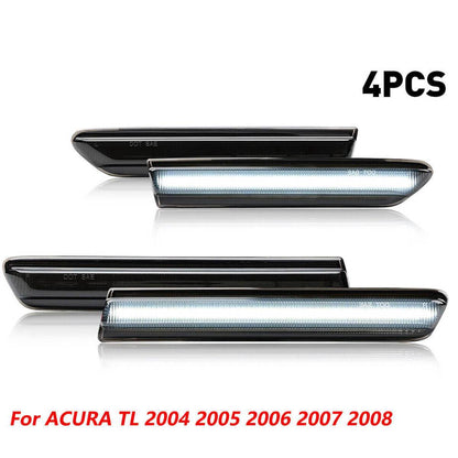 Black Lens LED Front Rear Fender Side Marker Lights For 2004-2008 Acura TL Base
