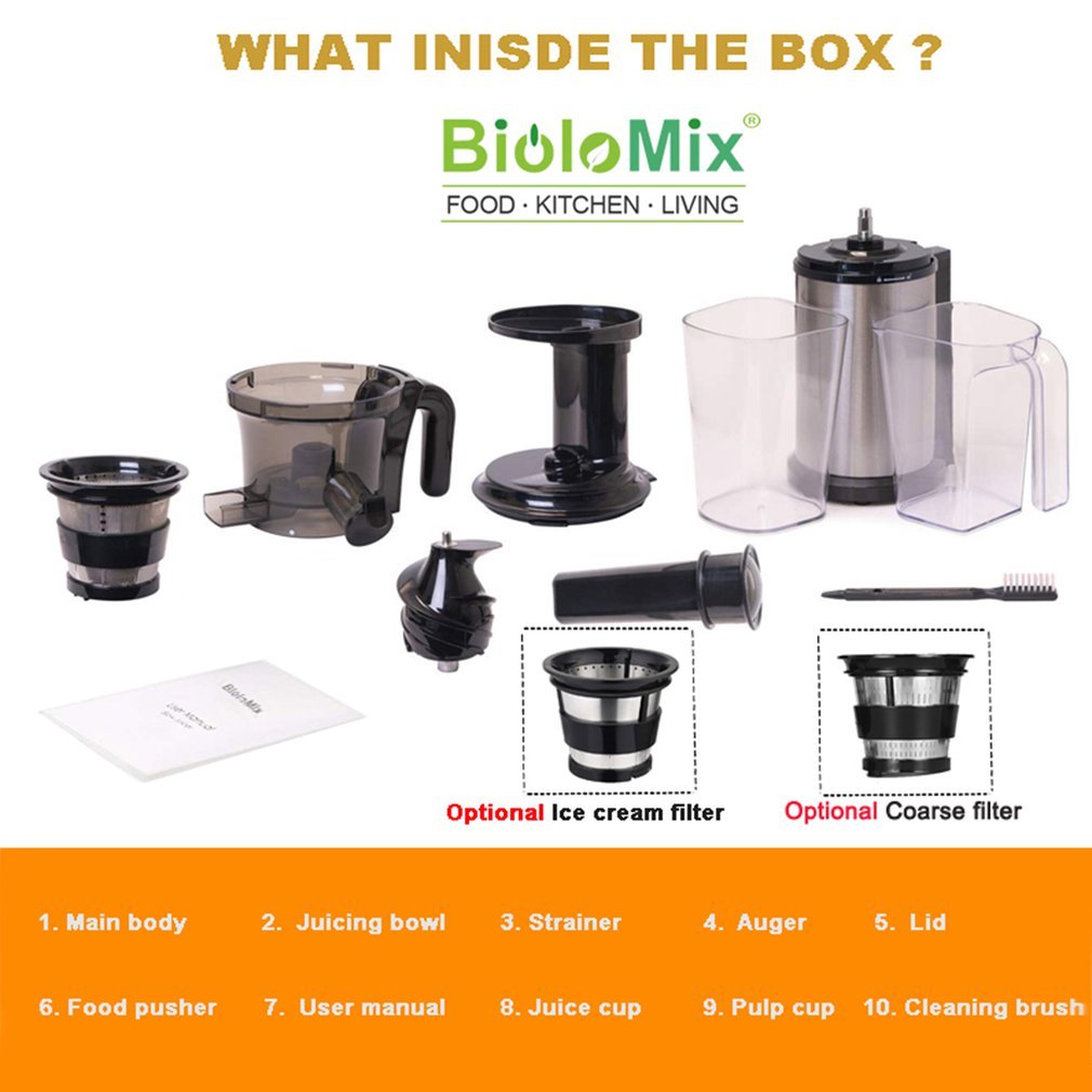 Stainless Steel Slow Grinder Juice Machine 40RPM