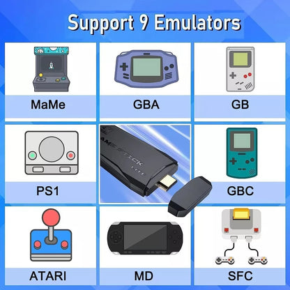 4K Retro Game Console Plug-Play 20000- Video Game Stick-2x Wireless Controllers