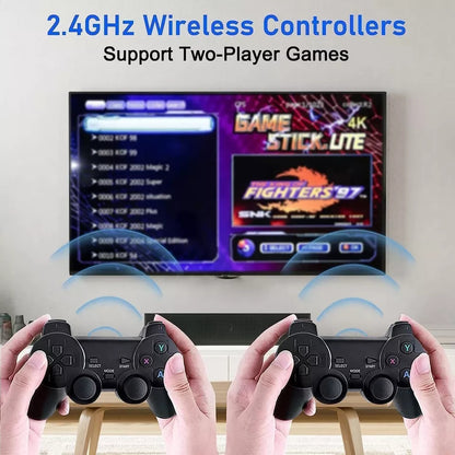 4K Retro Game Console Plug-Play 20000- Video Game Stick-2x Wireless Controllers