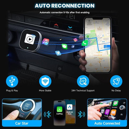 2025 Wireless CarPlay Adapter For IPhone And Android Fast Connection No Delay Hands-free Calling Wireless Car Electronics Adapter