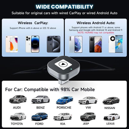 2025 Wireless CarPlay Adapter For IPhone And Android Fast Connection No Delay Hands-free Calling Wireless Car Electronics Adapter