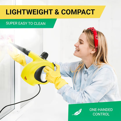 Handheld Multi-Surface Pressurized Steam Cleaner With 12 Accessories, Multi-Purpose Steam Generator For Household Water Tank, Natural Steam Cleaning, Yellow