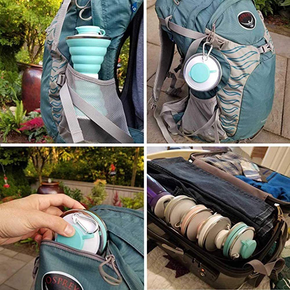 500ML Silicone Water Bottle Cup Foldable Leak Proof Portable Sports Travel Water Bottles For Outdoor Travel