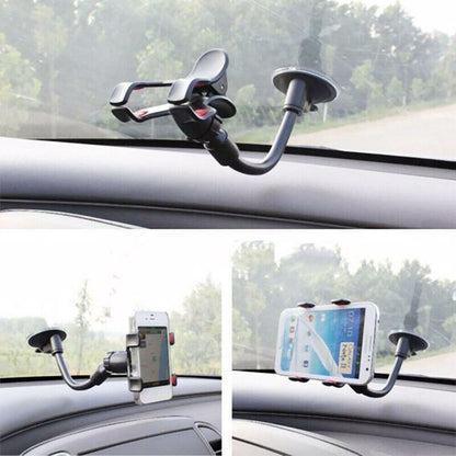 Universal Double Clamp Hose Bracket With Adhesive, Flexible Gooseneck,1 x Car Mount Holder