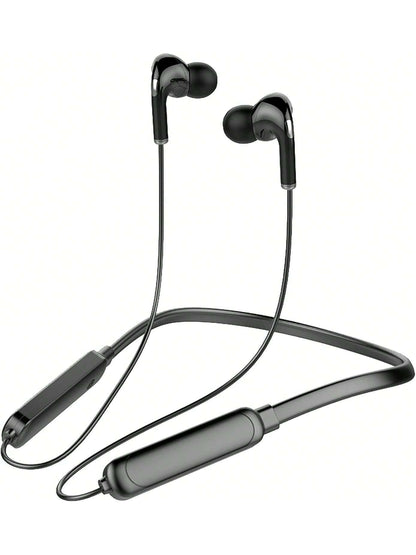 Black Neck Hanging Wireless Sports Earbuds Stereo Bass Outdoor Sports Fitness Running Exercise Headphones