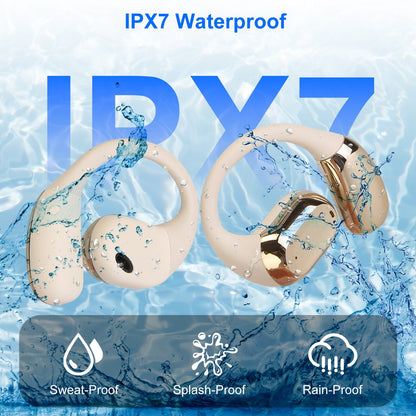 1 Set Wireless V5.4 Open Ear Earbuds With Earhook LED Display Charging Case IPX5 Waterproof 300Hrs