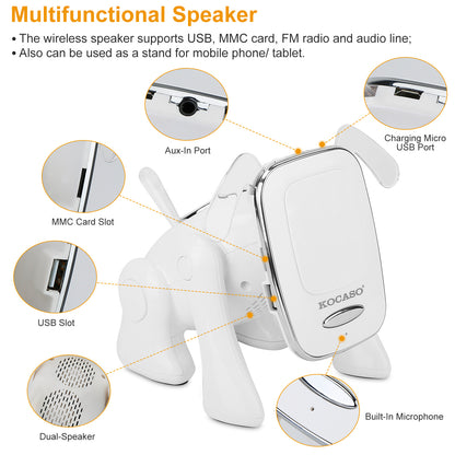 Puppy Dog Wireless Speaker Portable Mini Music Player Stereo Cute Animal Speaker With Built-In Mic FM Radio