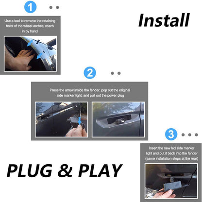 Black Lens LED Front Rear Fender Side Marker Lights For 2004-2008 Acura TL Base