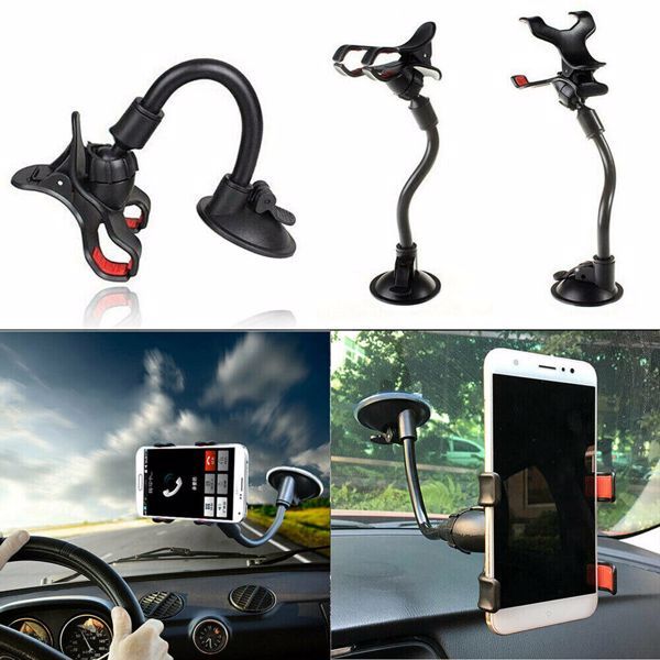 Universal Double Clamp Hose Bracket With Adhesive, Flexible Gooseneck,1 x Car Mount Holder