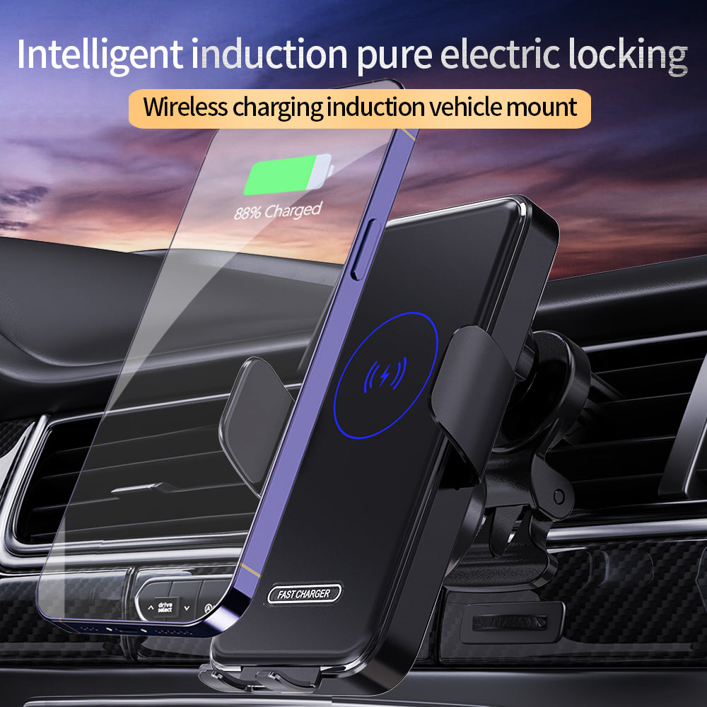 Wireless Car Charger 15W Fast Charging Auto Clamping Car Charger Phone Mount Phone Holder Fit