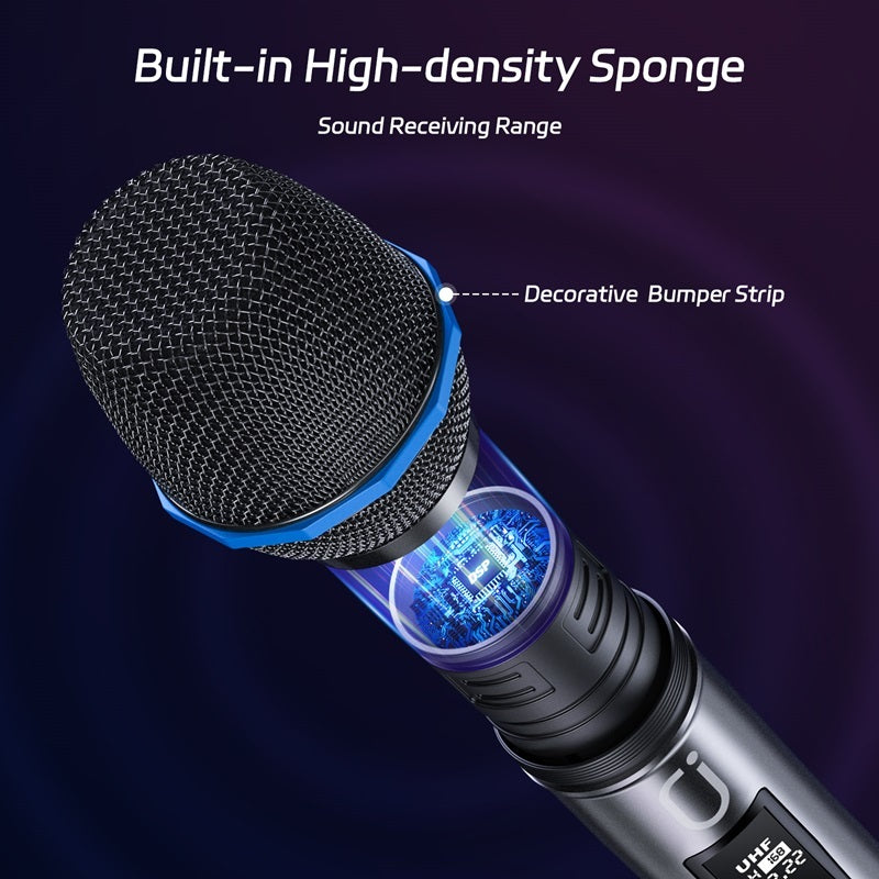 JYX U60 Wireless Microphone & Dual Dynamic Microphone & Professional UHF Metal Mic For Karaoke Singing