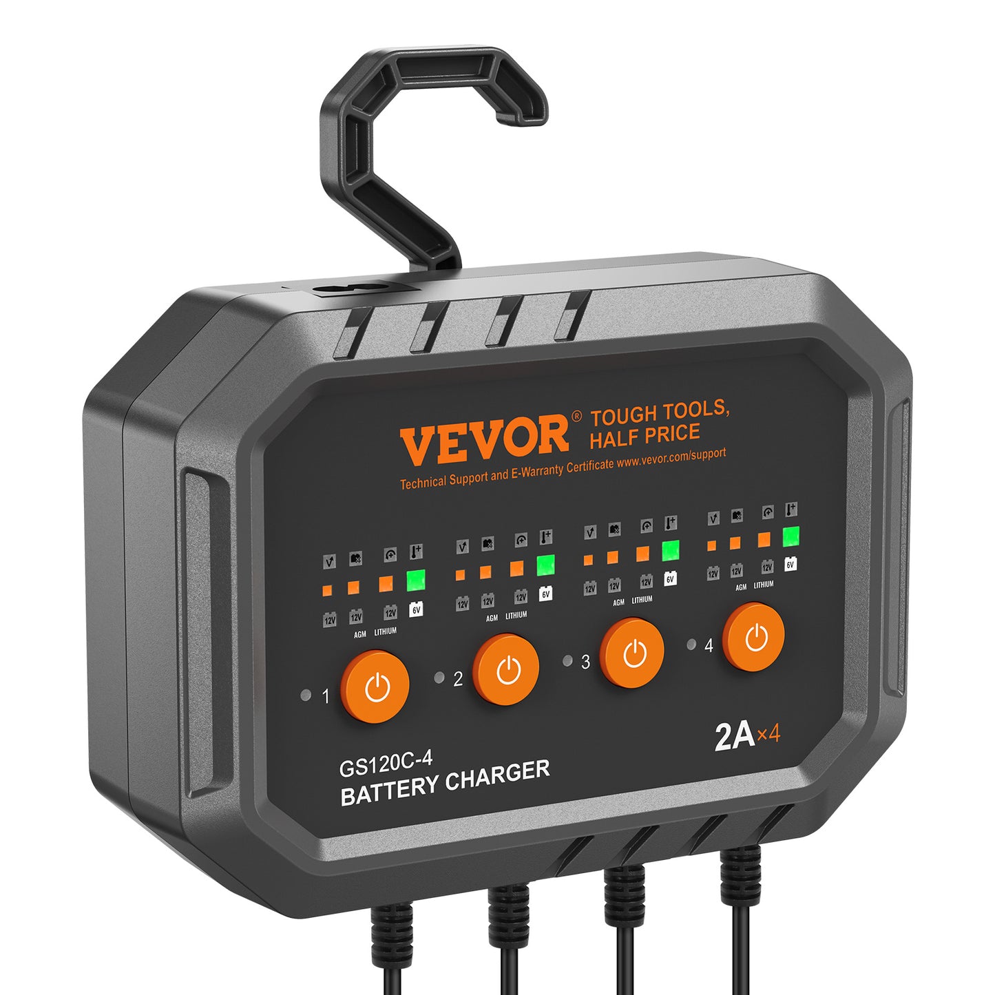 VEVOR Smart Battery Charger, 8-Amp, LiFePO4 Lead-Acid Car Battery Charger, Fully-Automatic Charger