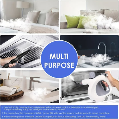 Handheld Multi-Surface Pressurized Steam Cleaner With 12 Accessories, Water Tank Multi-Purpose Steam Generator For Home Use, Natural Steam Cleaning Tiles, Floors, Bathrooms, Windows, Interior Decorati