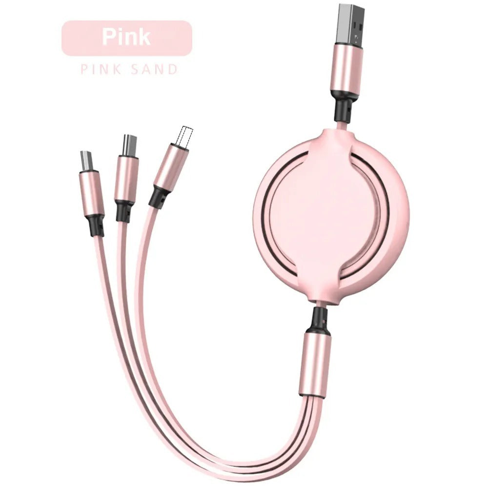 Three-in-one Mobile Phone Data Cable, Free Switching Of Interfaces, Multi-device Charging Is Super Convenient.