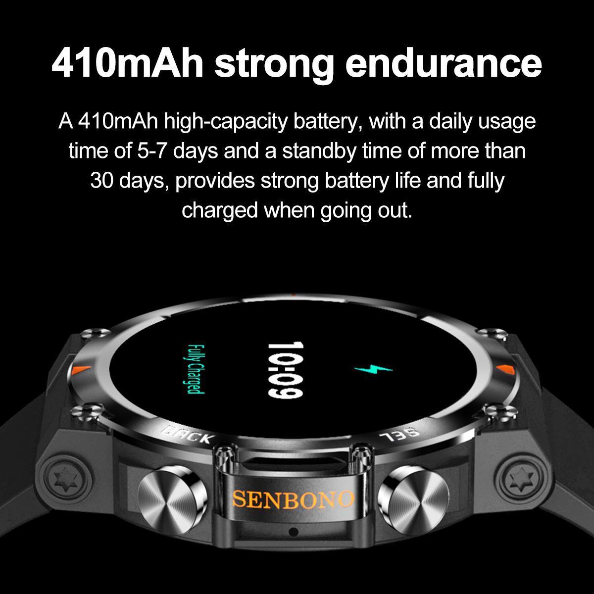 Senbono 2024 MAX18 Men's Arma Oled 1.43-inch HD Large Screen Smart Watch With Gesture Control, AI Voice And Call Function