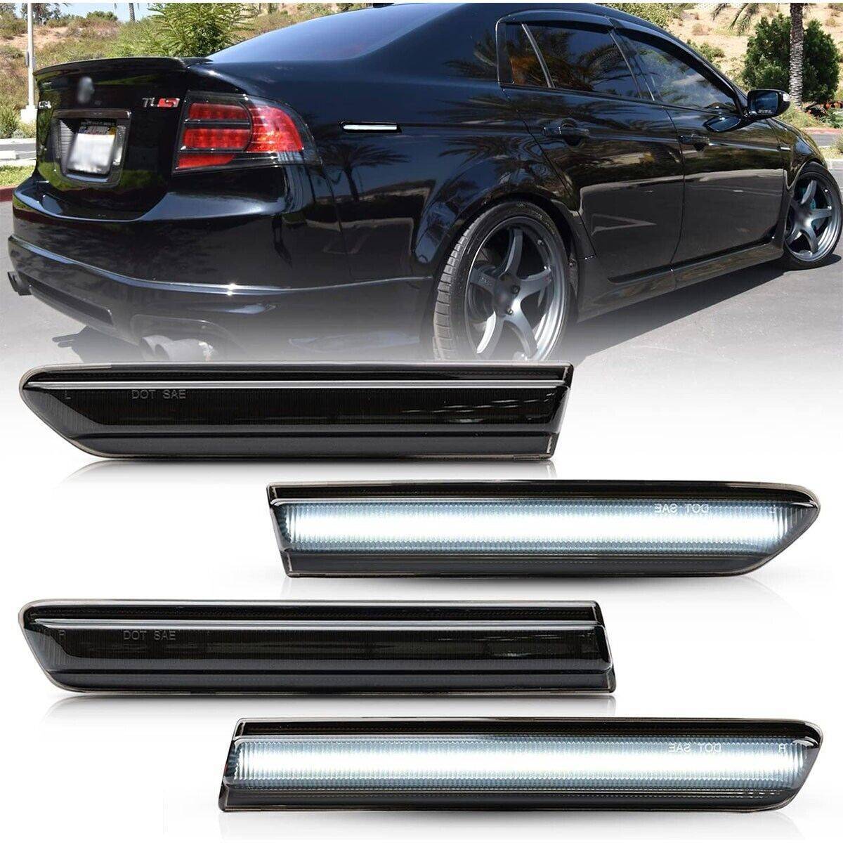 Black Lens LED Front Rear Fender Side Marker Lights For 2004-2008 Acura TL Base