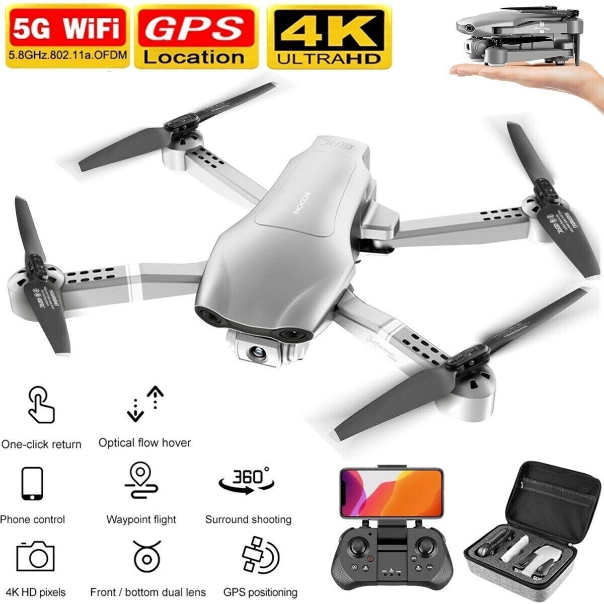 2025 Rc Quadcopter RC Drone 5G WIFI 4K Camera GPS FPV 2Batteries With Bag