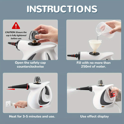 Handheld Multi-Surface Pressurized Steam Cleaner With 12 Accessories, Water Tank Multi-Purpose Steam Generator For Home Use, Natural Steam Cleaning Tiles, Floors, Bathrooms, Windows, Interior Decorati