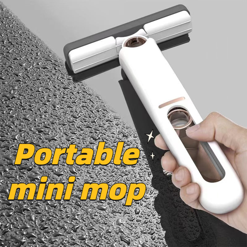 New Portable Self-N Squeeze Mini Mop, Lazy Hand Wash-Free Strong Absorbent Mop Multifunction Portable Squeeze Cleaning Mop