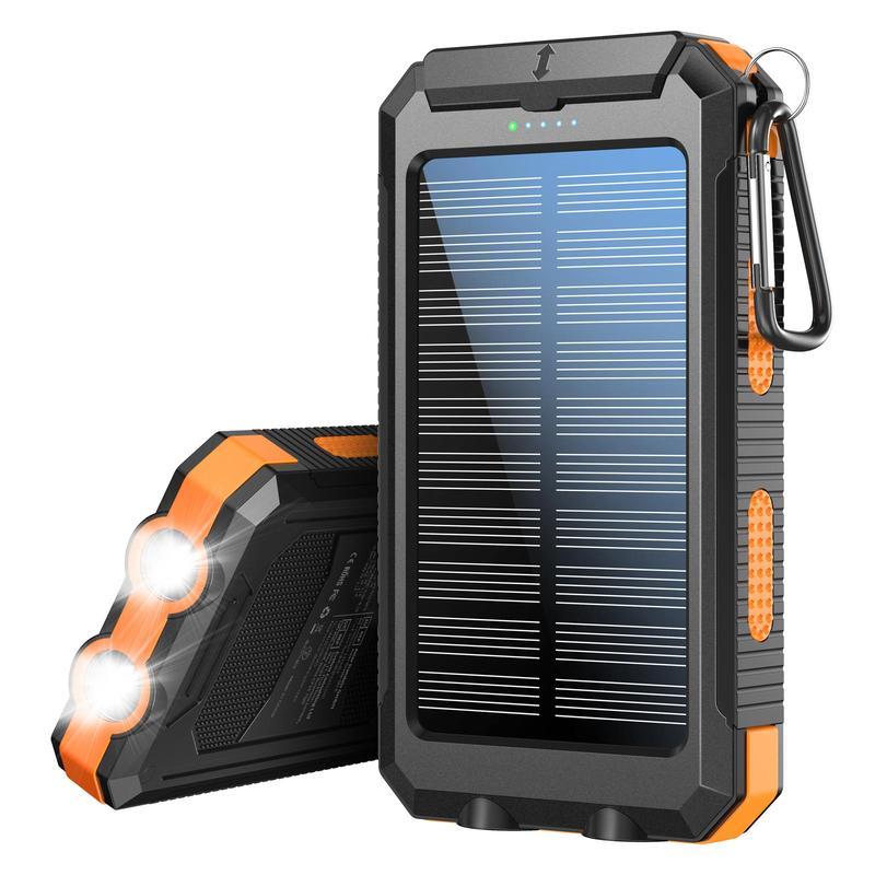 Solar Charger, 8000mAh Portable Solar Power For All Mobile Phones, Waterproof Battery Pack