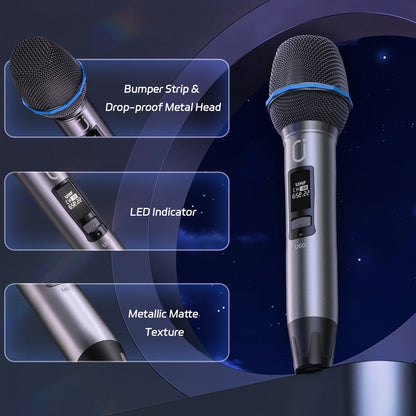 JYX U60 Wireless Microphone & Dual Dynamic Microphone & Professional UHF Metal Mic For Karaoke Singing