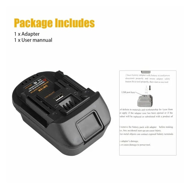 USB Battery Adapter Converter For 20V  Milwaukee M18 Convert To 18V