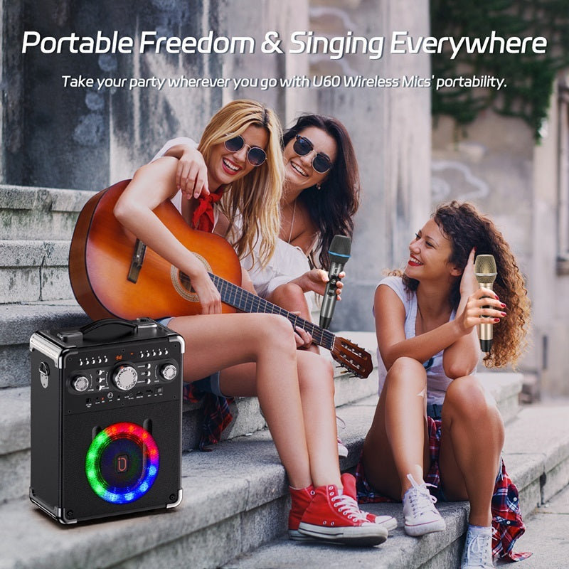 JYX U60 Wireless Microphone & Dual Dynamic Microphone & Professional UHF Metal Mic For Karaoke Singing