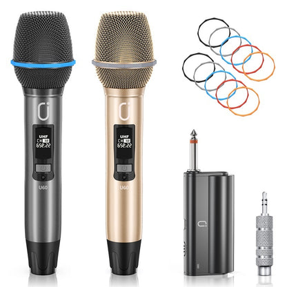 JYX U60 Wireless Microphone & Dual Dynamic Microphone & Professional UHF Metal Mic For Karaoke Singing