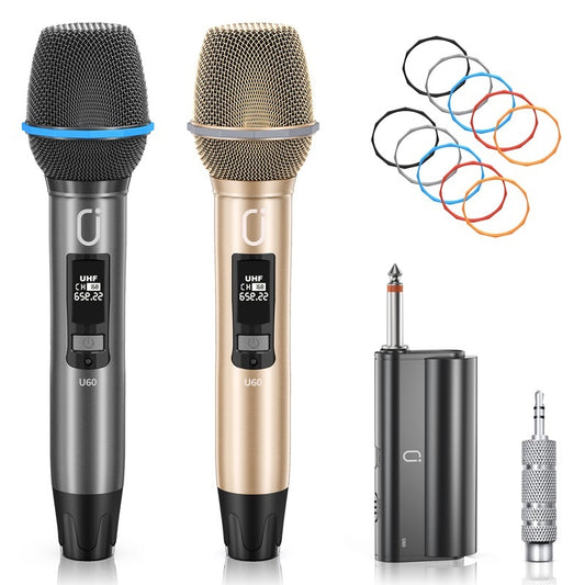 JYX U60 Wireless Microphone & Dual Dynamic Microphone & Professional UHF Metal Mic For Karaoke Singing