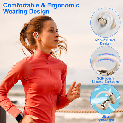 1 Set Wireless V5.4 Open Ear Earbuds With Earhook LED Display Charging Case IPX5 Waterproof 300Hrs