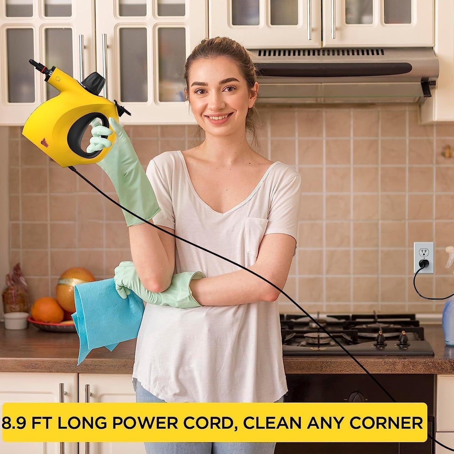 Handheld Multi-Surface Pressurized Steam Cleaner With 12 Accessories, Multi-Purpose Steam Generator For Household Water Tank, Natural Steam Cleaning, Yellow