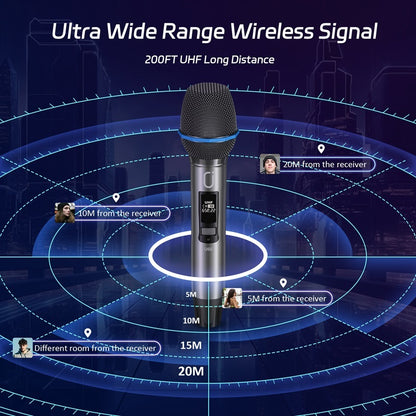 JYX U60 Wireless Microphone & Dual Dynamic Microphone & Professional UHF Metal Mic For Karaoke Singing