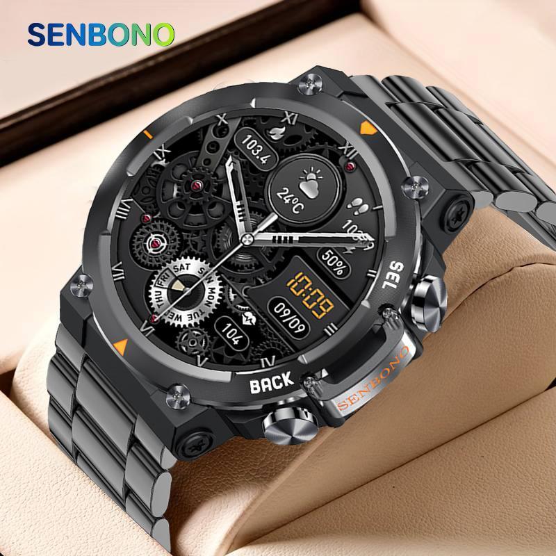 Senbono 2024 MAX18 Men's Arma Oled 1.43-inch HD Large Screen Smart Watch With Gesture Control, AI Voice And Call Function