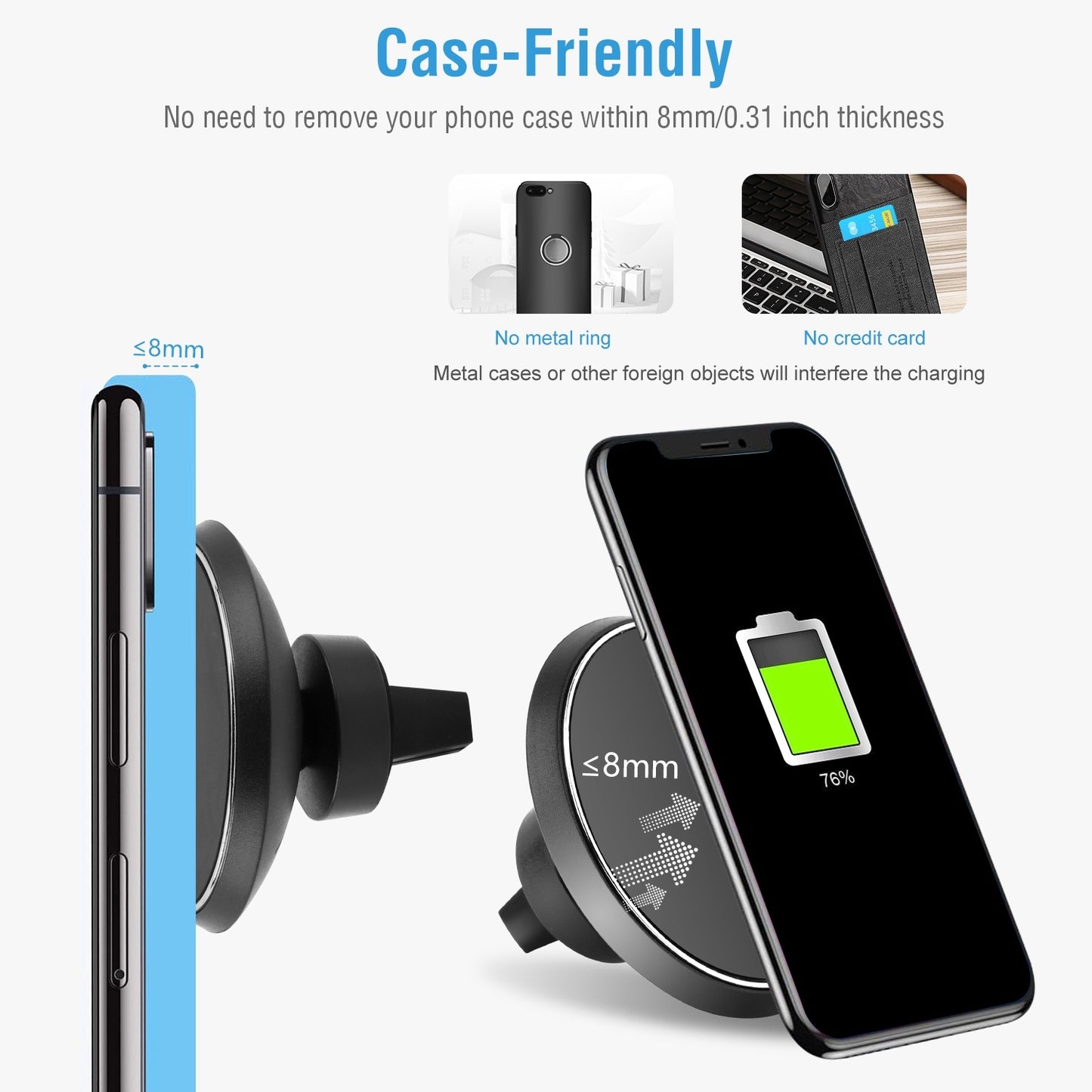 1Pc Magnetic  Qi Wireless Car Charger , Car Phone Charger For IOS Phone XS MAX XR Galaxy S10 S9 Tablet GPS Device