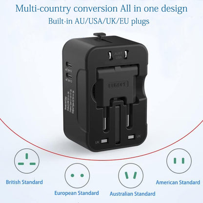 Universal Travel Adapter, Portable Worldwide All-in-One Plug Adapter With 3 USB
