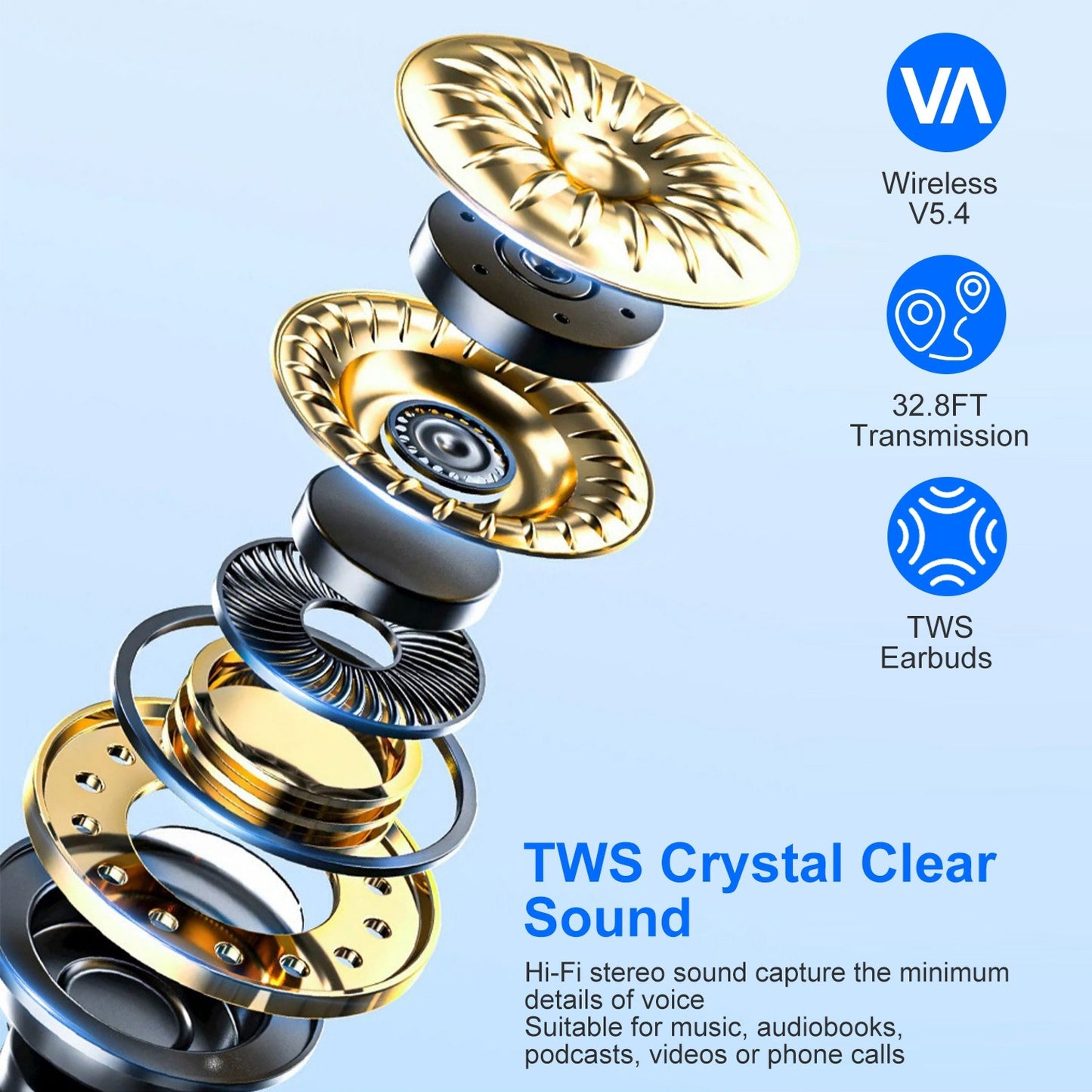 1 Set Wireless V5.4 Open Ear Earbuds With Earhook LED Display Charging Case IPX5 Waterproof 300Hrs