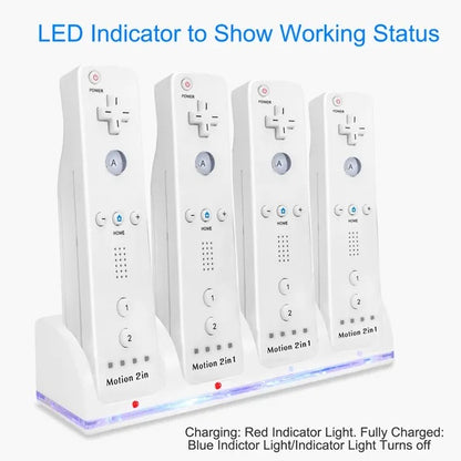 4 Remotes Charging Dock Game Controller Charger 2800mAh Rechargeable Battery Charging Stations W LED Indicator For Wii Nintendo