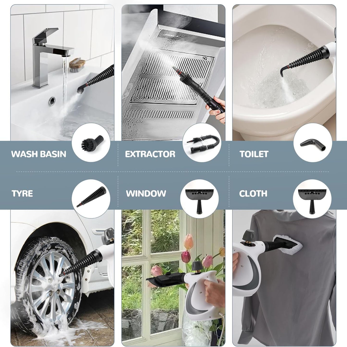 Handheld Multi-Surface Pressurized Steam Cleaner With 12 Accessories, Multi-Purpose Steam Generator For Household Water Tank, Natural Steam Cleaning, Yellow