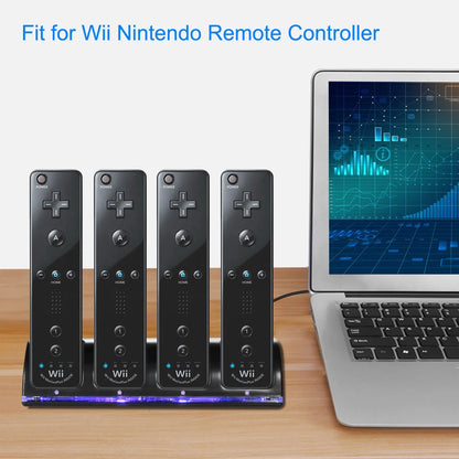 4 Remotes Charging Dock Game Controller Charger 2800mAh Rechargeable Battery Charging Stations W LED Indicator For Wii Nintendo